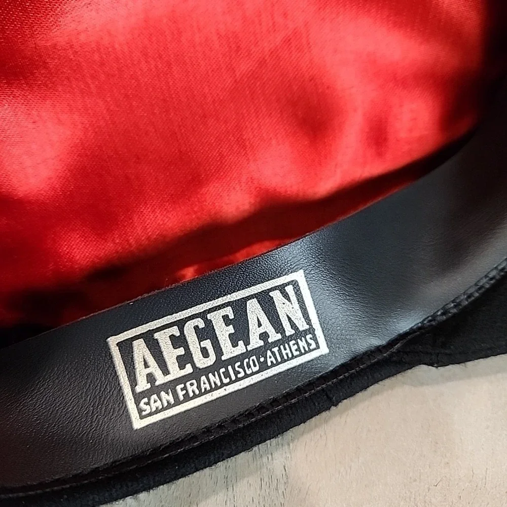 Vintage‎ RARE Aegean Greek Fishermans Captain Cap Black Wool Greece Costume Prop